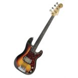 Early 1960s American Fender Precision electric bass guitar with original three-tone sunburst finish