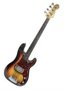 Early 1960s American Fender Precision electric bass guitar with original three-tone sunburst finish