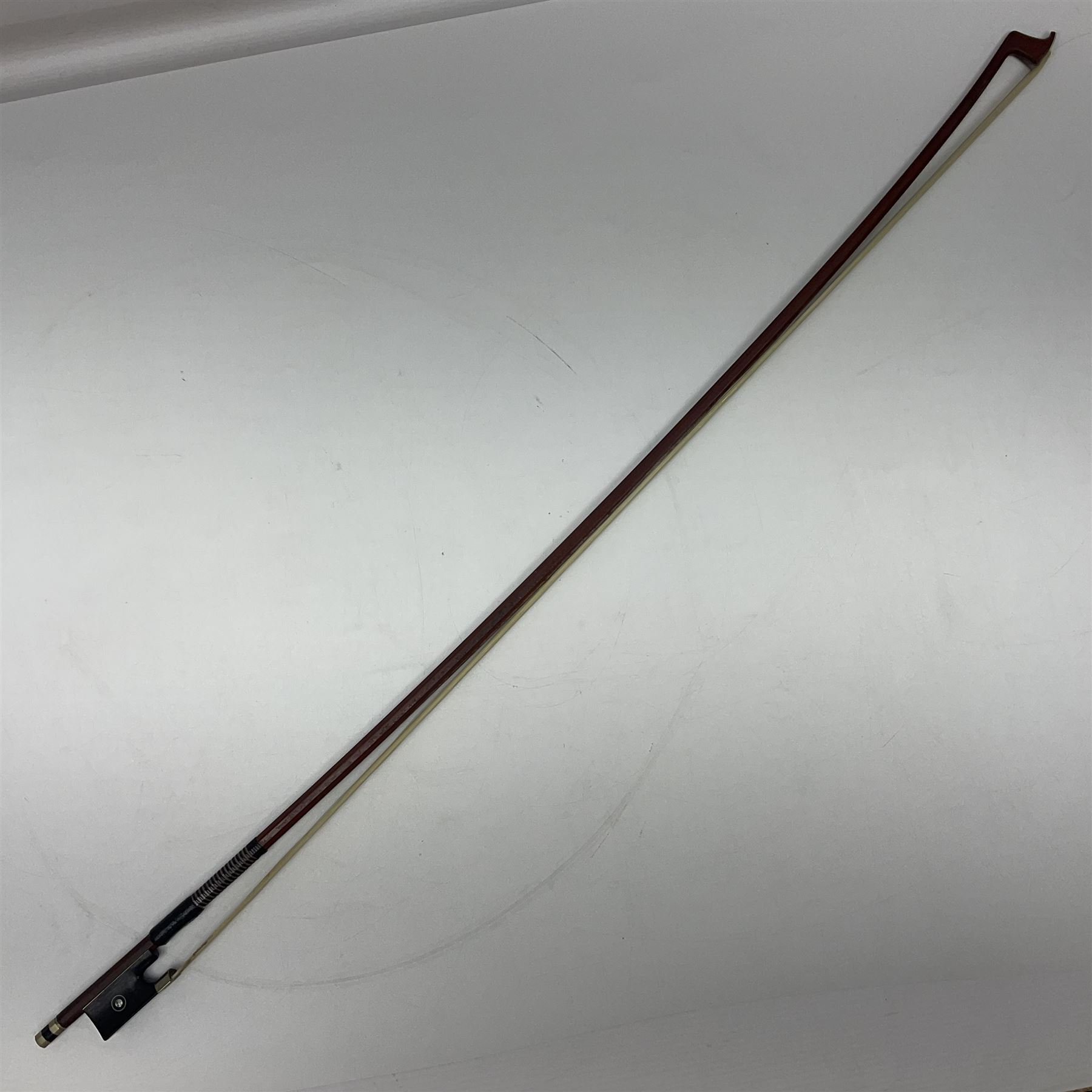 Nickel mounted pernambuco violin bow stamped R. Paesold L73.5cm - Image 2 of 14