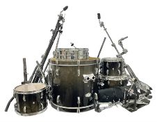Pearl Vision SST Birch Ply shell four-piece drum kit in black comprising bass drum with foot pedal a