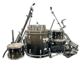 Pearl Vision SST Birch Ply shell four-piece drum kit in black comprising bass drum with foot pedal a