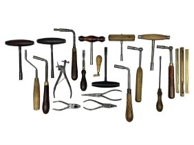 Collection of twenty-two piano tuning and servicing tools by Marples