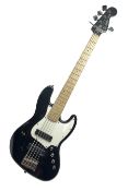 Fender Squier Active five-string Jazz bass guitar in black with white scratch plate