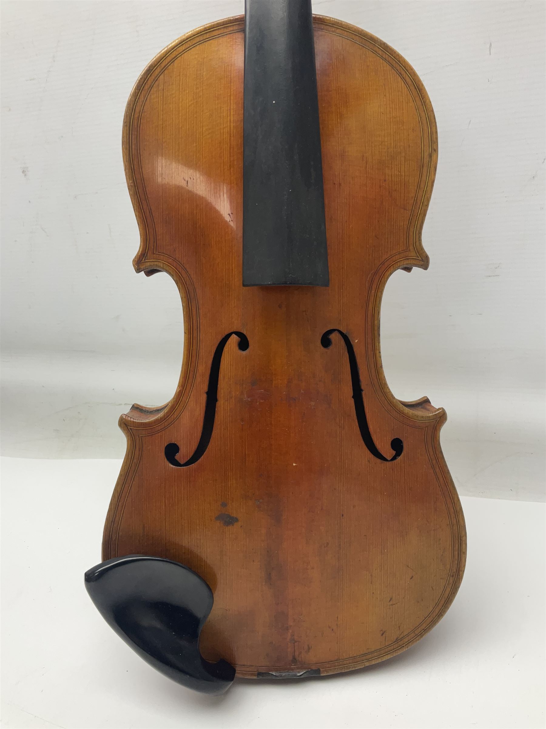 German trade violin c1900 copy of a Maggini with 36.5cm two-piece maple back and ribs and spruce top - Image 2 of 14