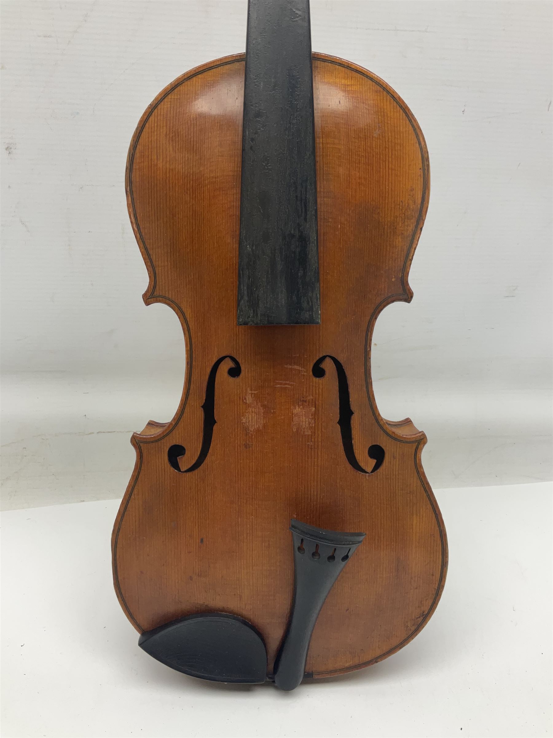 German violin c1900 stamped Stainer with 36cm two-piece maple back and ribs and spruce top L59.5cm o - Image 2 of 14