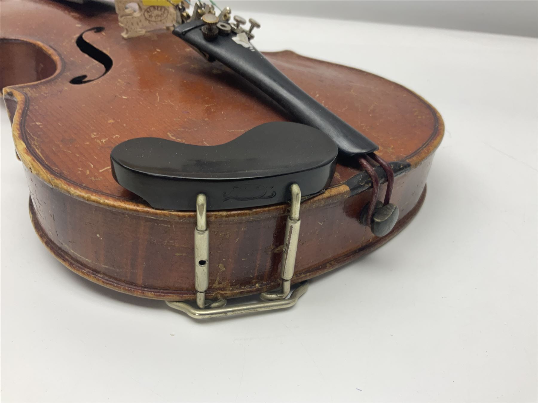 Early 20th century German Saxony three-quarter size violin with 34cm one-piece maple back and ribs a - Image 5 of 18