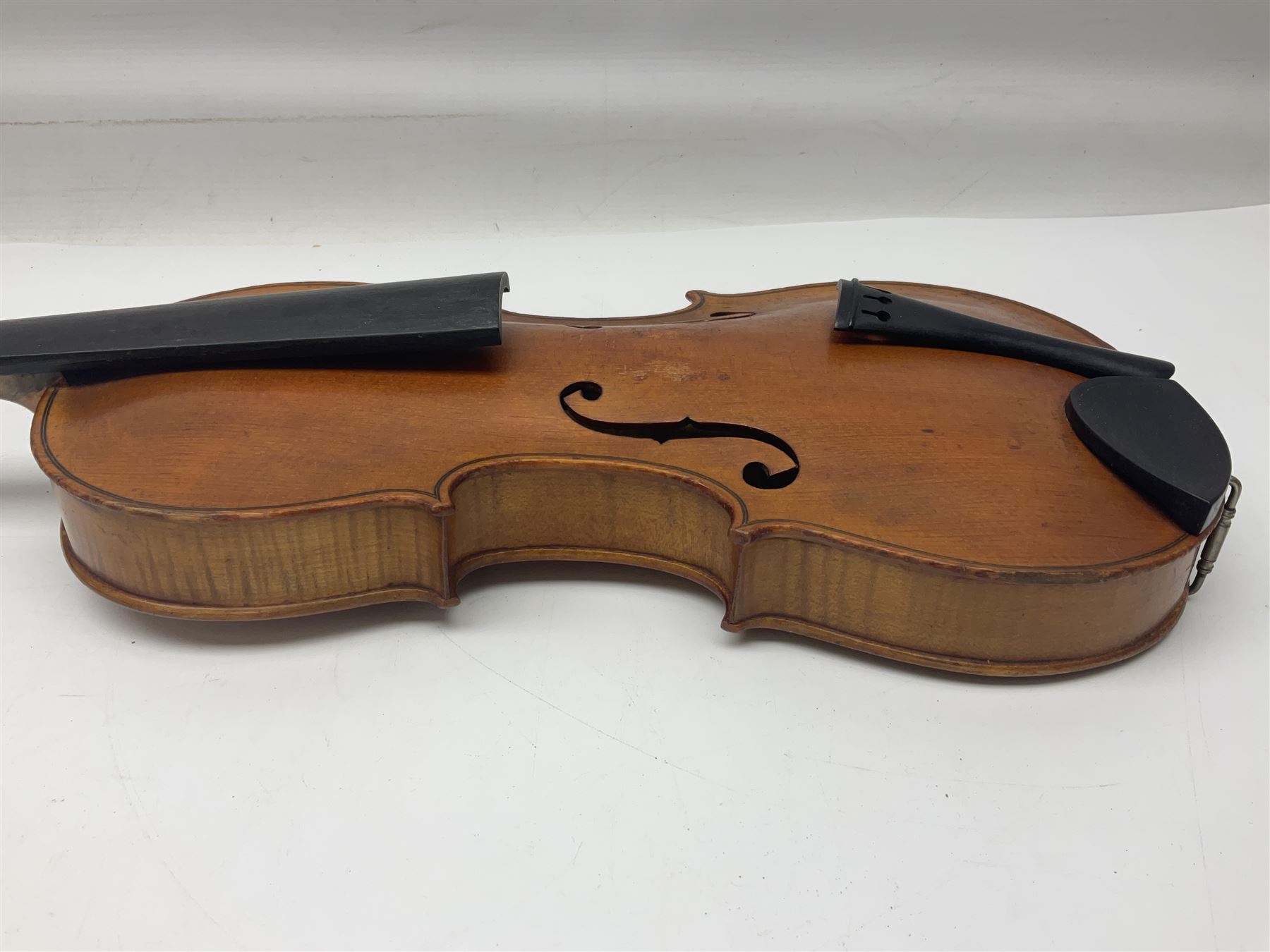 German violin c1900 stamped Stainer with 36cm two-piece maple back and ribs and spruce top L59.5cm o - Image 7 of 14