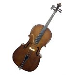 Stentor Student I quarter-size cello with 59.5cm two-piece maple back and ribs and spruce top; bears