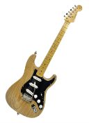 Fender Stratocaster copy electric guitar with natural two-piece ash body