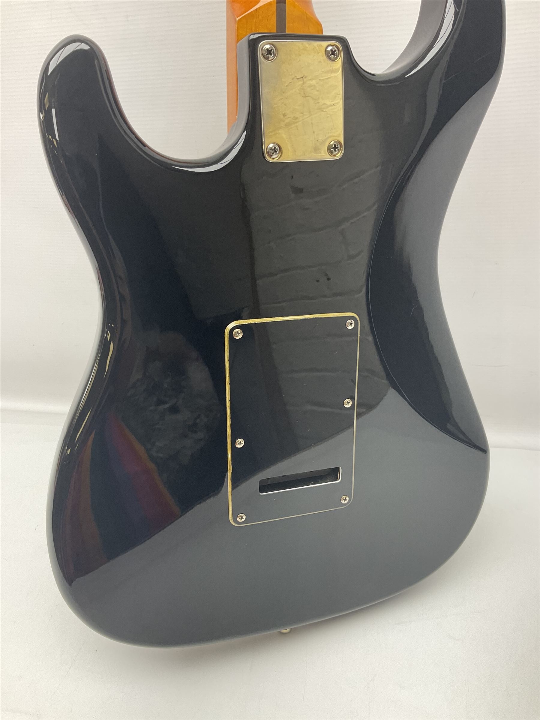 Copy of a Fender Stratocaster electric guitar in black with Wilkinson bridge - Image 13 of 21