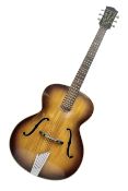 1958 Hofner Senator acoustic guitar with two-tone finish and Hofner label bearing serial no.5315