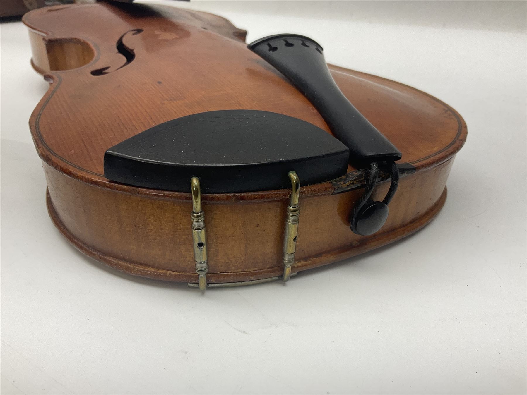 German violin c1900 stamped Stainer with 36cm two-piece maple back and ribs and spruce top L59.5cm o - Image 6 of 14