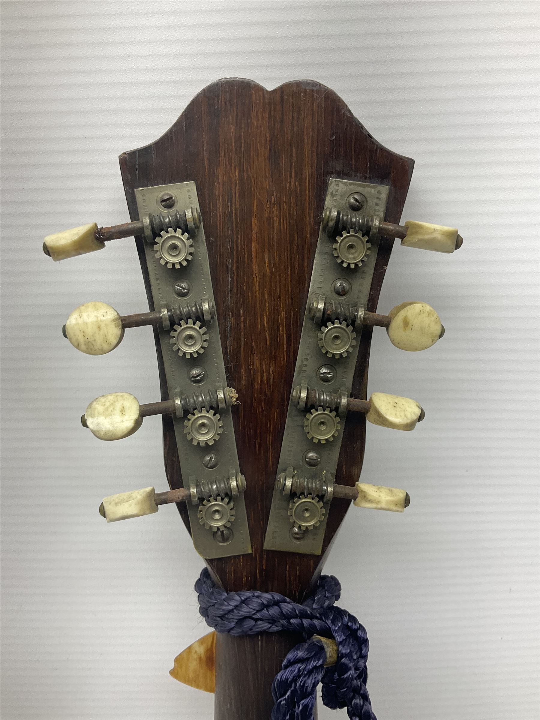 Late 19th/early 20th century Italian lute back mandolin with segmented back and spruce top; bears ma - Image 6 of 18