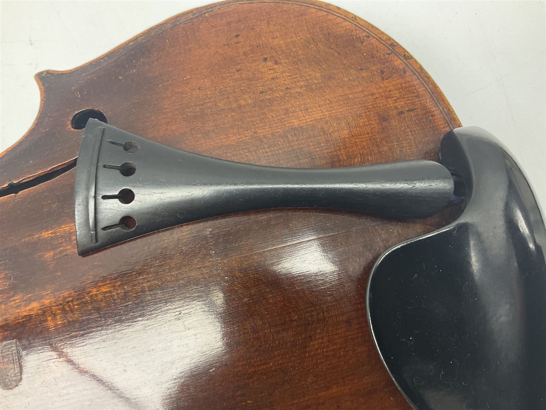 Czechoslovakian violin stamped LIZST c1920 with 35.5cm two-piece maple back and ribs and spruce top - Image 9 of 15