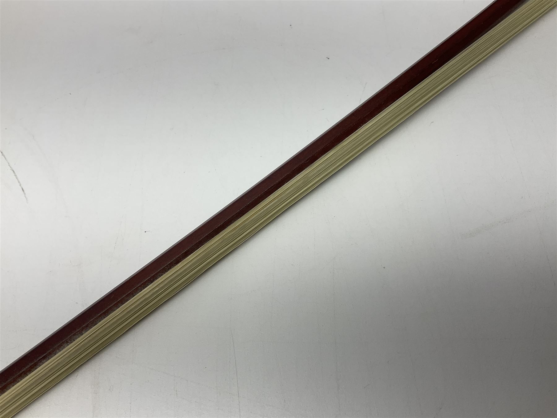 Nickel mounted pernambuco violin bow stamped R. Paesold L73.5cm - Image 8 of 14