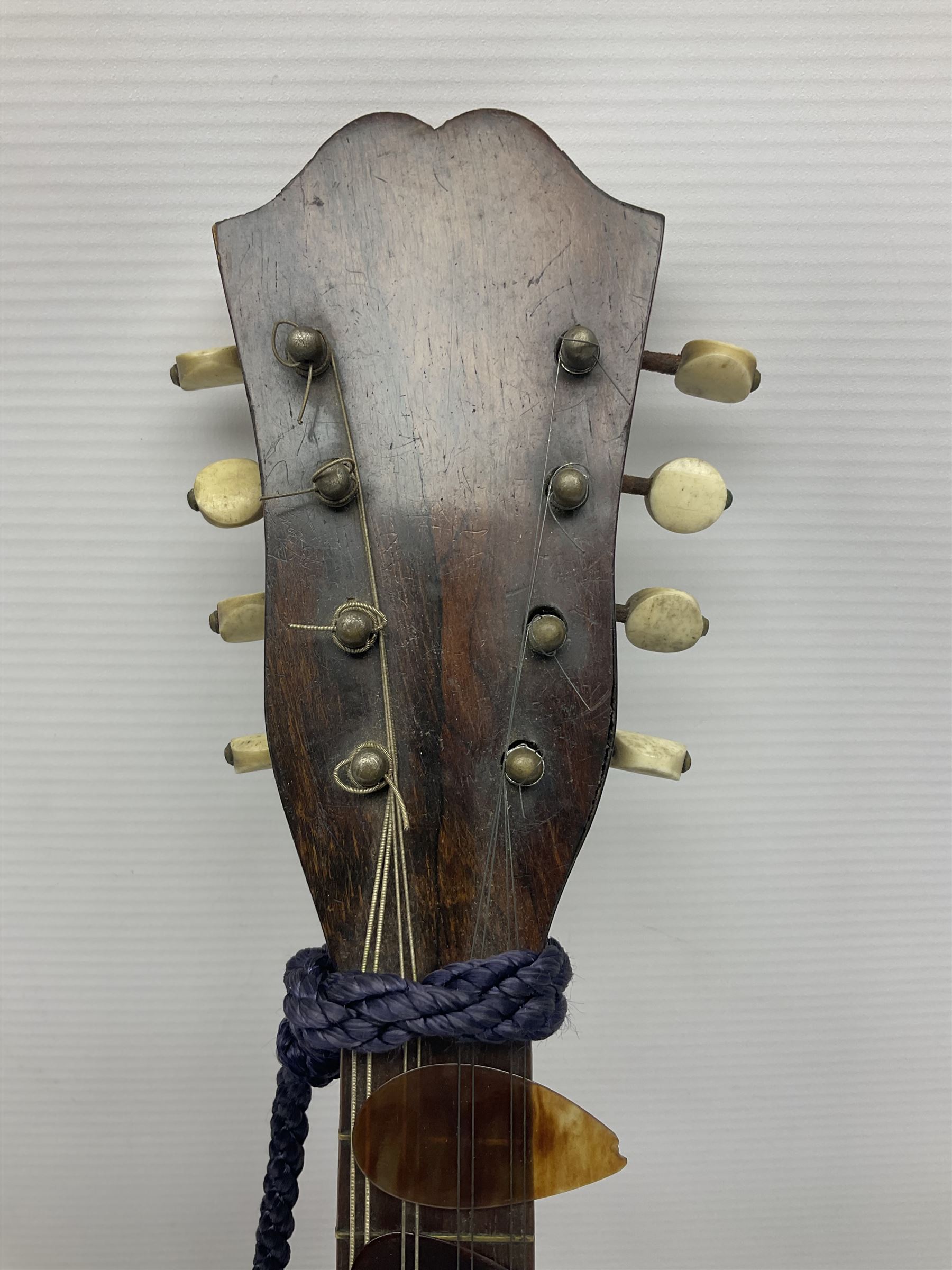 Late 19th/early 20th century Italian lute back mandolin with segmented back and spruce top; bears ma - Image 4 of 18