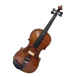 Early 20th century German Saxony three-quarter size violin with 34cm one-piece maple back and ribs a