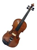 Early 20th century German Saxony three-quarter size violin with 34cm one-piece maple back and ribs a
