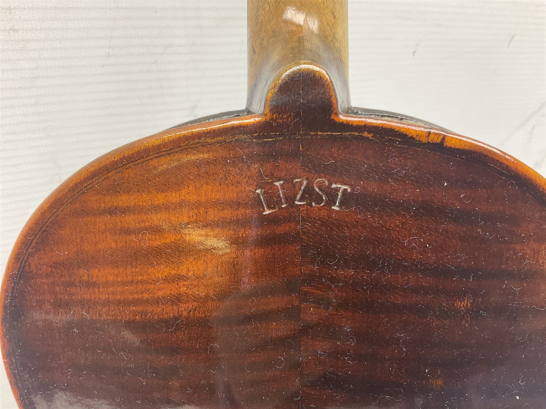 Czechoslovakian violin stamped LIZST c1920 with 35.5cm two-piece maple back and ribs and spruce top - Image 5 of 15