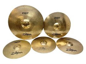 Five Zildjian cymbals - ZBT Ride D51cm (20"); ZBT Crash D40cm (16"); ZBT HIHat Top and Bottom D36cm