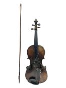 Early 20th century Czechoslovakian violin for re-assembly with 35.5cm two-piece maple back stamped '