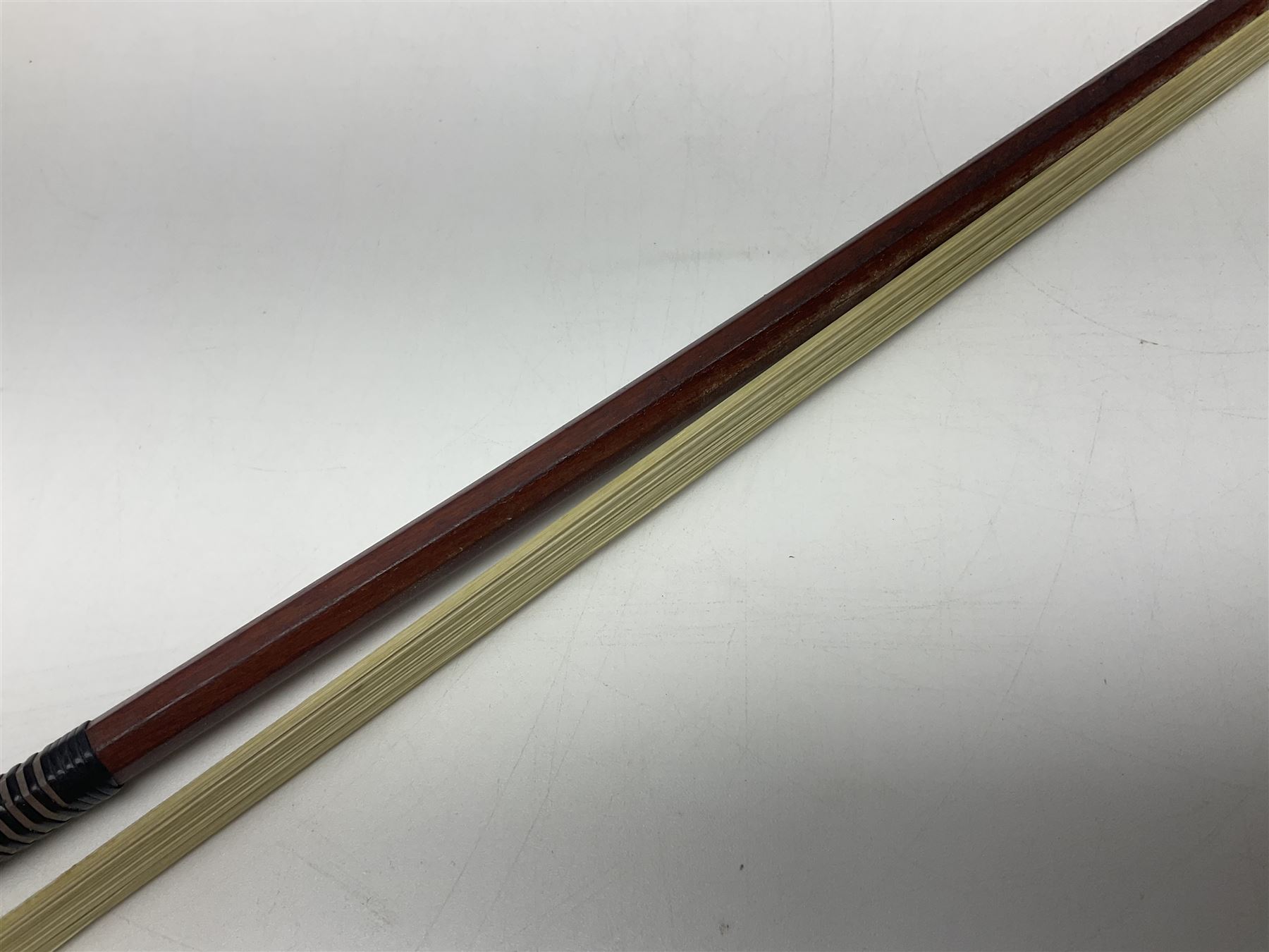 Nickel mounted pernambuco violin bow stamped R. Paesold L73.5cm - Image 6 of 14