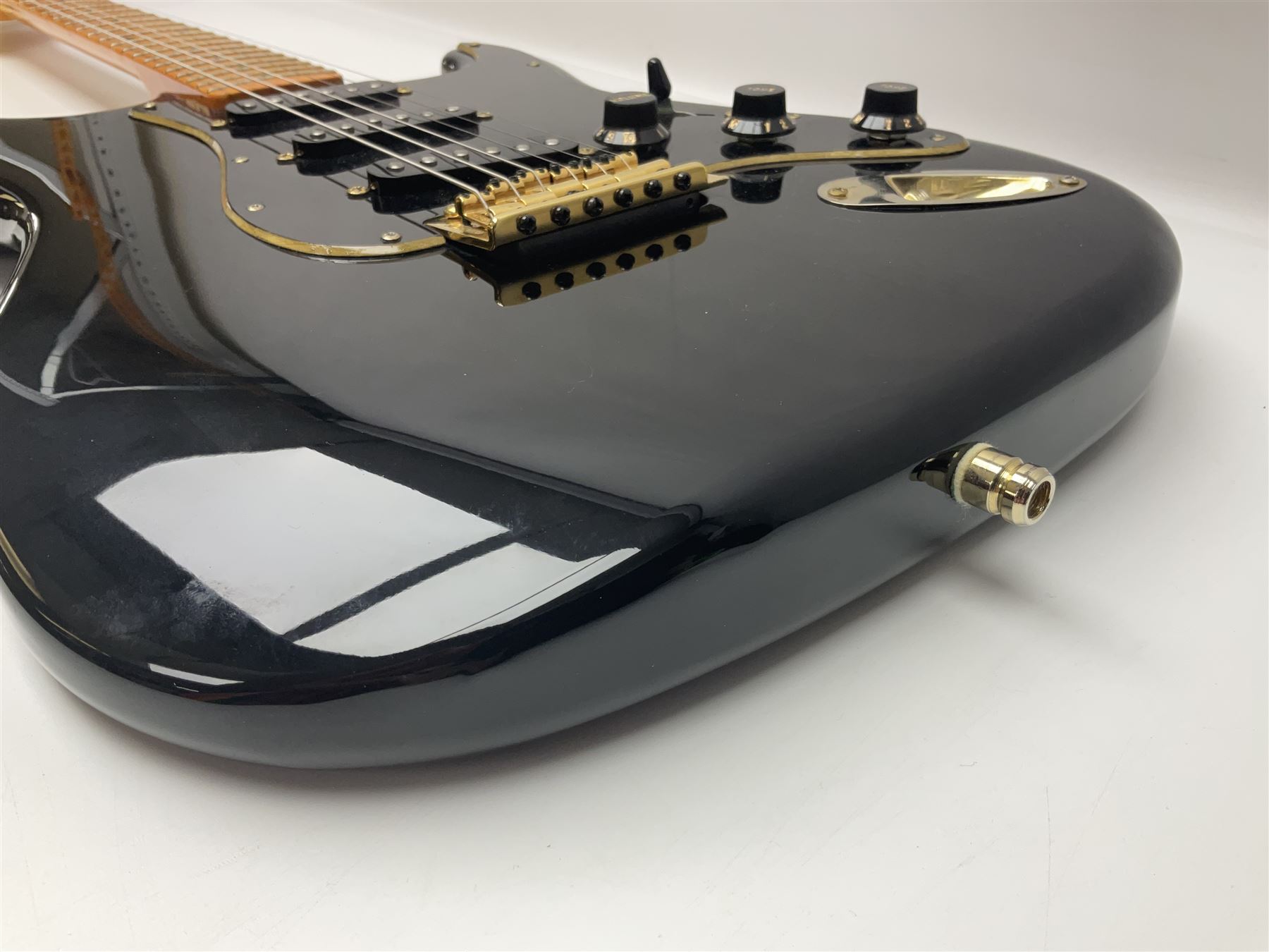 Copy of a Fender Stratocaster electric guitar in black with Wilkinson bridge - Image 16 of 21