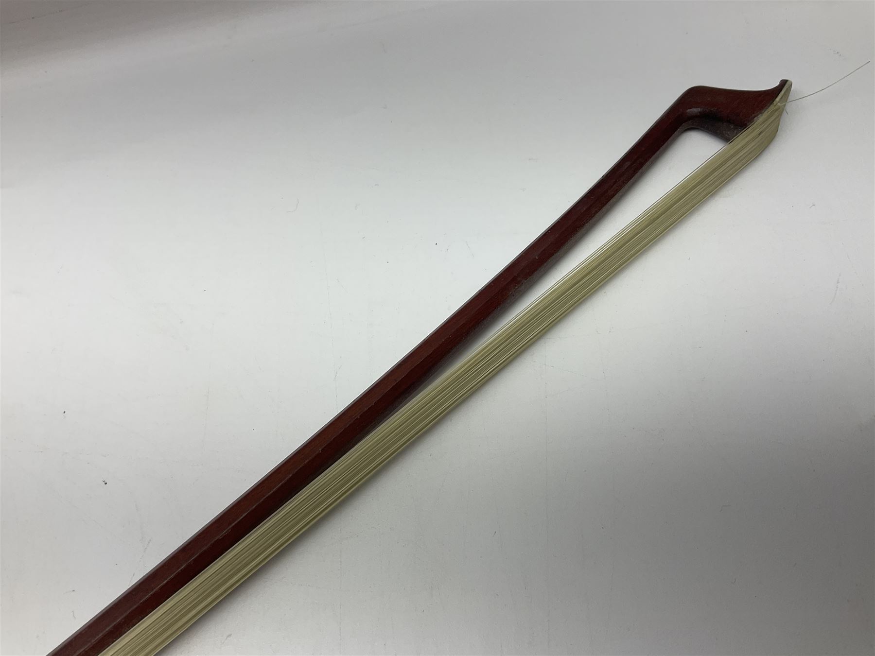 Nickel mounted pernambuco violin bow stamped R. Paesold L73.5cm - Image 9 of 14