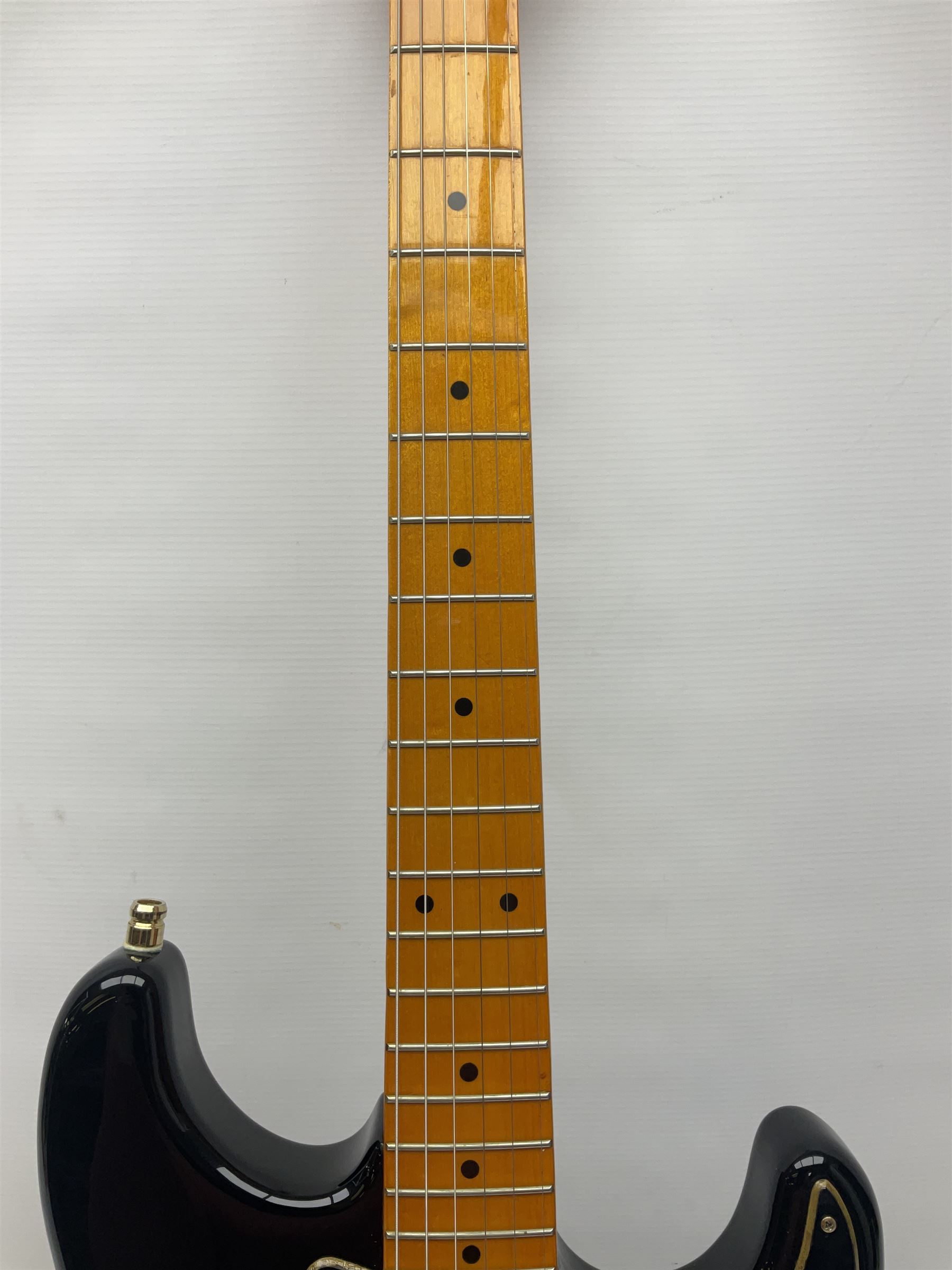 Copy of a Fender Stratocaster electric guitar in black with Wilkinson bridge - Image 6 of 21