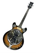 Eastwood of Canada Delta 4 electric four-string tenor resonator guitar with tobacco sunburst finish