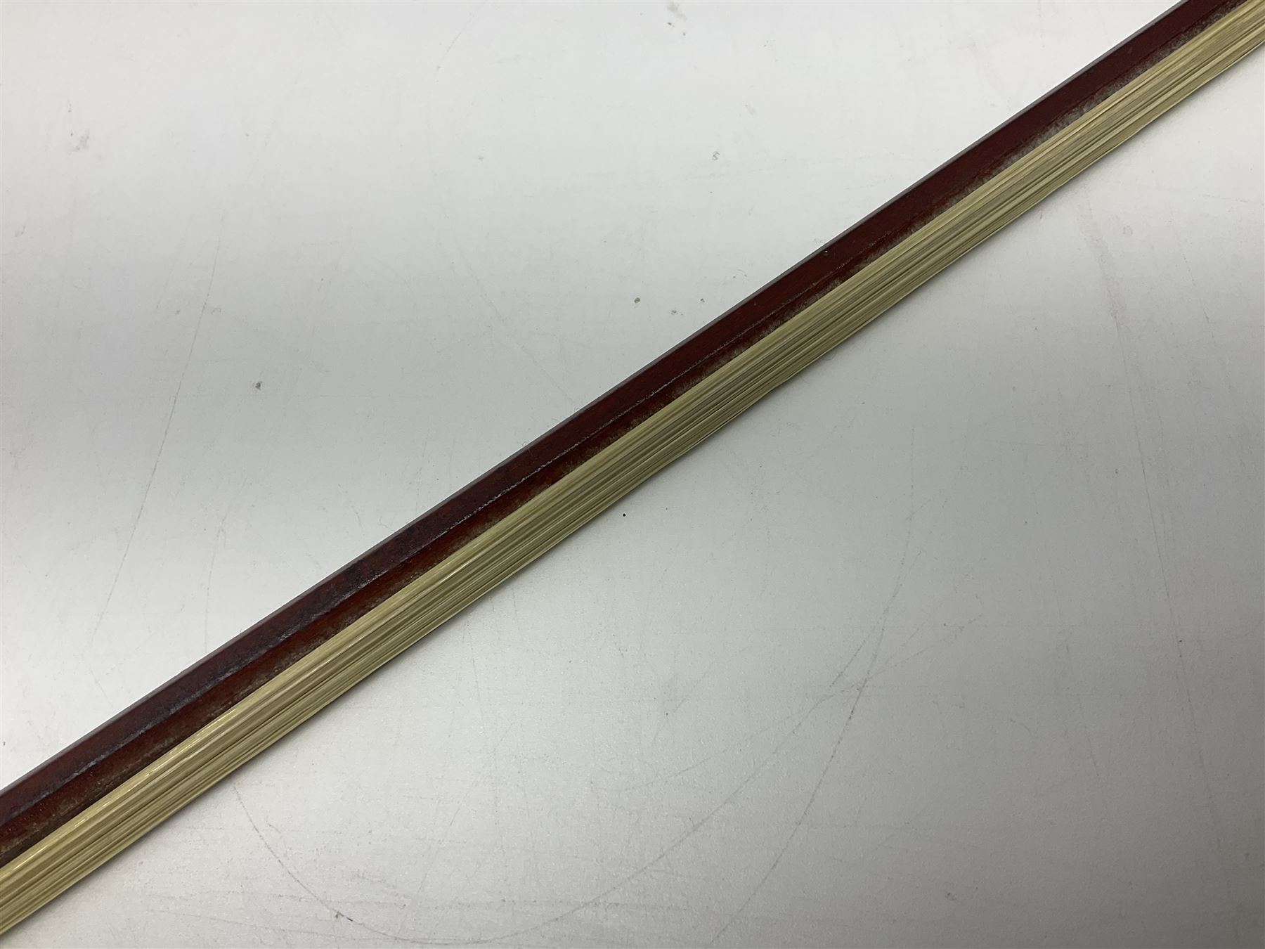 Nickel mounted pernambuco violin bow stamped R. Paesold L73.5cm - Image 7 of 14