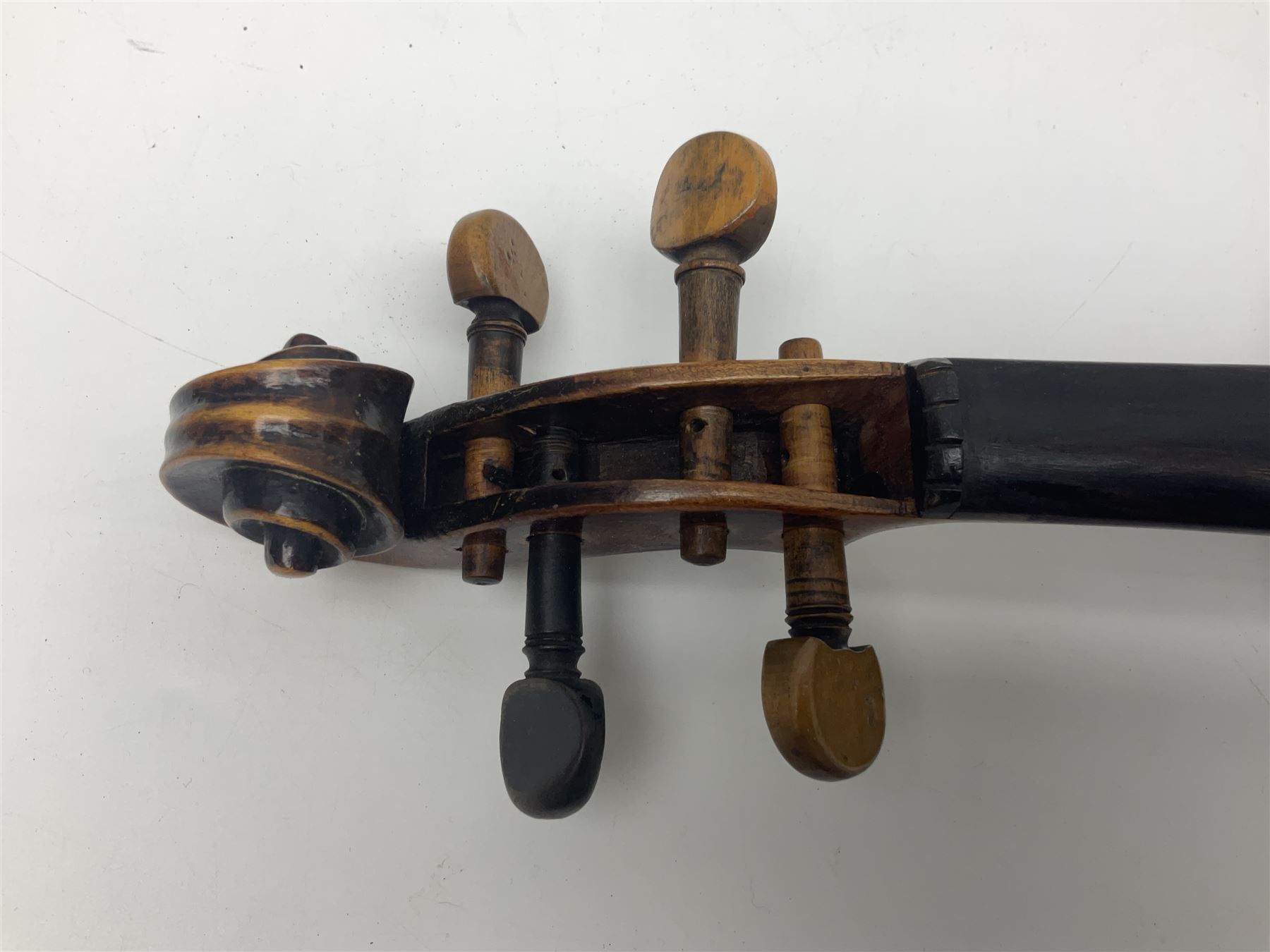 Czechoslovakian violin stamped LIZST c1920 with 35.5cm two-piece maple back and ribs and spruce top - Image 11 of 15
