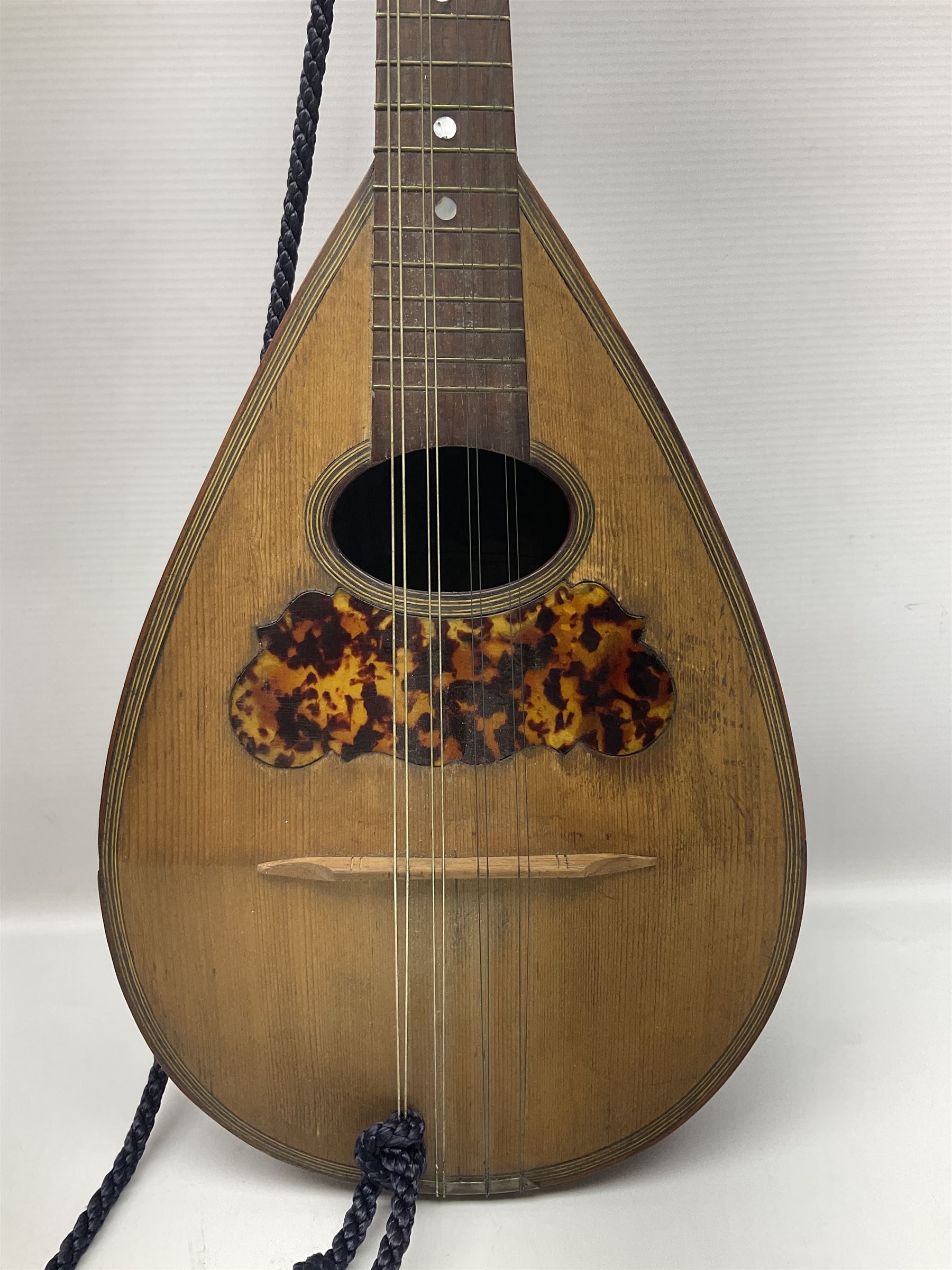 Late 19th/early 20th century Italian lute back mandolin with segmented back and spruce top; bears ma - Image 2 of 18