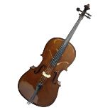 Stentor Student I quarter-size cello with 59.5cm two-piece maple back and ribs and spruce top; bears