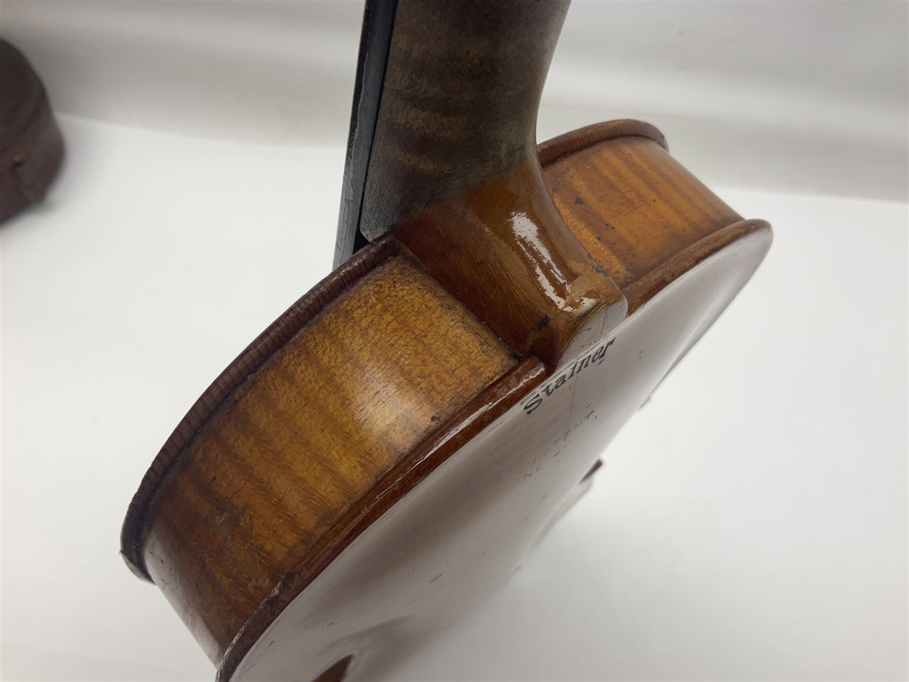 German violin c1900 stamped Stainer with 36cm two-piece maple back and ribs and spruce top L59.5cm o - Image 12 of 14