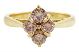 18ct gold four stone round brilliant cut champagne colour diamond ring