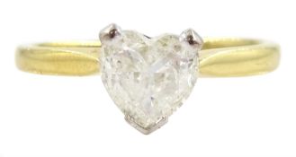 18ct gold single stone heart shaped diamond ring