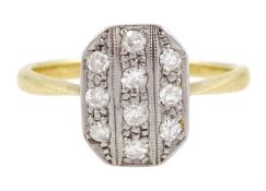 Art Deco milgrain set diamond panel ring