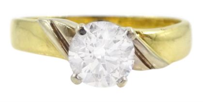 18ct gold single stone round brilliant cut diamond ring