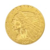 United States of America 1912 Indian head gold two and a half dollar coin