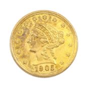 United States of America 1905 Liberty head gold two and a half dollar coin