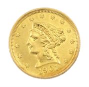 United States of America 1901 Liberty head gold two and a half dollar coin
