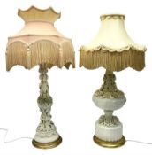 Two Casa Pupo style white glazed table lamps
