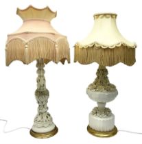 Two Casa Pupo style white glazed table lamps