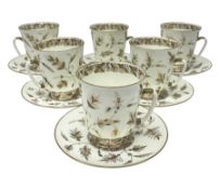 Russian Lomonosov cup and saucer set for six in Golden Branch patter