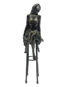 Art Deco style bronze modelled as a semi naked female figure