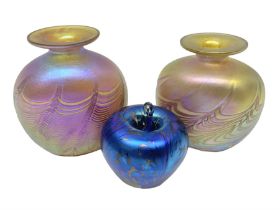 Two Robert Held glass vases