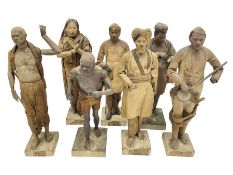 Seven 19th Century Indian clay dolls