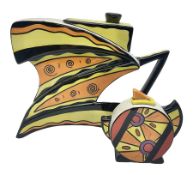 Lorna Bailey 'Z' shaped teapot together with Lorna Bailey miniature teapot
