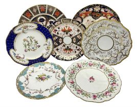 Seven cabinet plates including Royal Crown Derby Imari examples